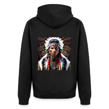 Chef de tribu amérindienne - Veste à capuche bio Premium Unisexe - noir - Dos - Nico (187cm)