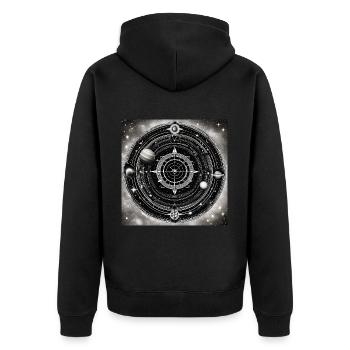Black and White Universe of Darts - Unisex Premium Organic Zip Hoodie - black - Back - Nico (187cm)