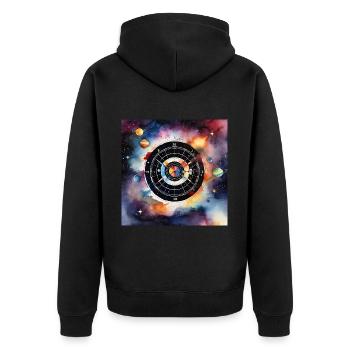 Cosmic Dart Carnival - Unisex Premium Organic Zip Hoodie - black - Back - Nico (187cm)