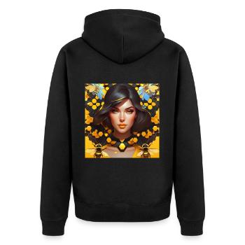 Queen Bee - Unisex Premium Organic Zip Hoodie - black - Back - Nico (187cm)