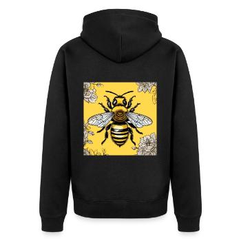 Honigbiene - Unisex Premium Bio Zip Hoodie - Schwarz - Hinten - Nico (187cm)