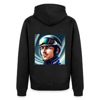 Portrait de sauteur à ski - Veste à capuche bio Premium Unisexe - noir - Dos - Nico (187cm)