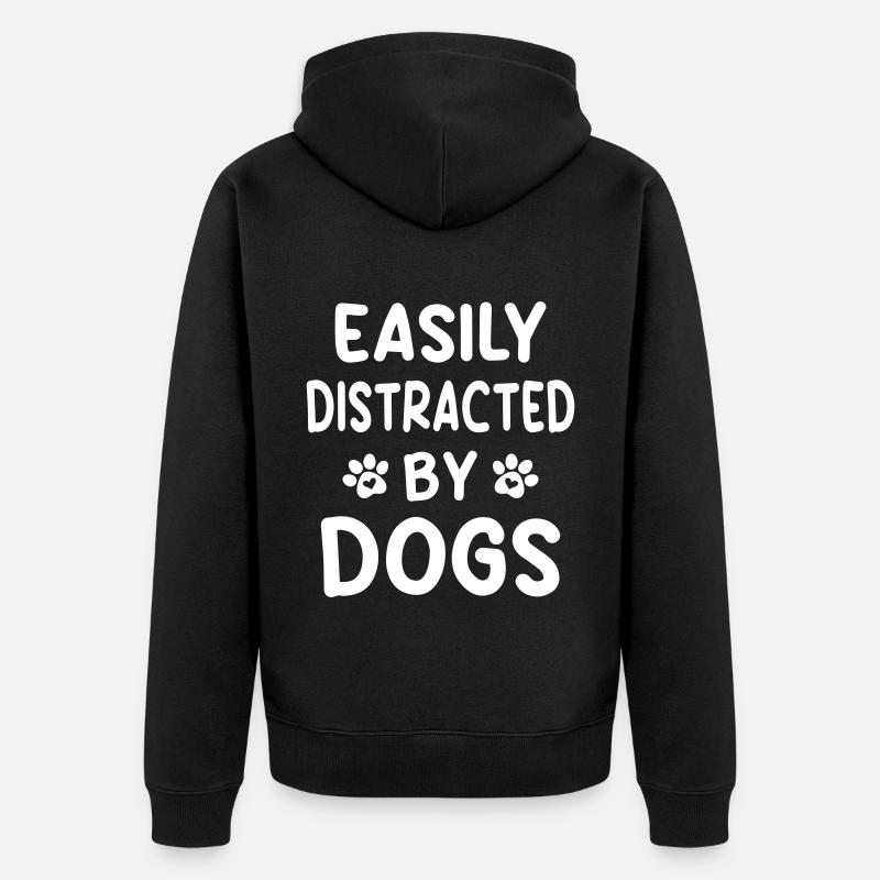 Facilement distrait par les chiens - Veste à capuche bio Premium Unisexe - noir