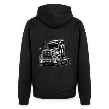 Truck, American Truck - Unisex Premium Bio Zip Hoodie - Schwarz - Hinten - Nico (187cm)