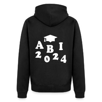 Abi 2024 - Unisex Premium Bio Zip Hoodie - Schwarz - Hinten - Nico (187cm)