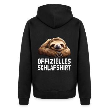 Official Sloth Sleep Shirt - Unisex Premium Organic Zip Hoodie - black - Back - Nico (187cm)