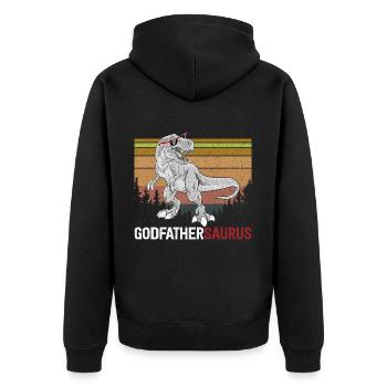 Godfathersaurus Rex Dinosaur T Rex Godfather - Unisex Premium Organic Zip Hoodie - black - Back - Nico (187cm)