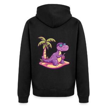 Dinosaur brontosaurus summer - Unisex Premium Organic Zip Hoodie - black - Back - Nico (187cm)
