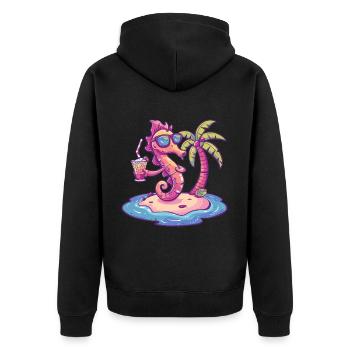 Seahorse Summer Beach Vacation - Unisex Premium Organic Zip Hoodie - black - Back - Nico (187cm)