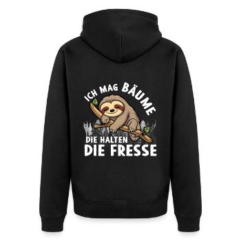 I like trees that keep their mouths shut - Unisex Premium Organic Zip Hoodie - black - Back - Nico (187cm)