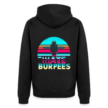 I Hate Burpees 9 - Unisex Premium Organic Zip Hoodie - black - Back - Nico (187cm)