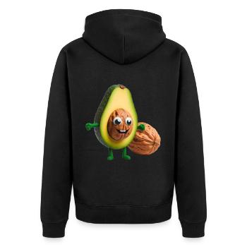 Avocado with walnut kernel - Unisex Premium Organic Zip Hoodie - black - Back - Nico (187cm)