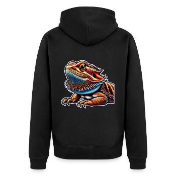 Bartagame Bartagamen Bearded Dragon - Unisex Premium Organic Zip Hoodie - black - Back - Nico (187cm)