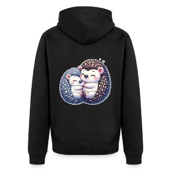 Igel - Unisex Premium Bio Zip Hoodie - Schwarz - Hinten - Nico (187cm)