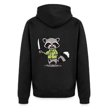 Halloween Zombie Raccoon Gift - Unisex Premium Organic Zip Hoodie - black - Back - Nico (187cm)