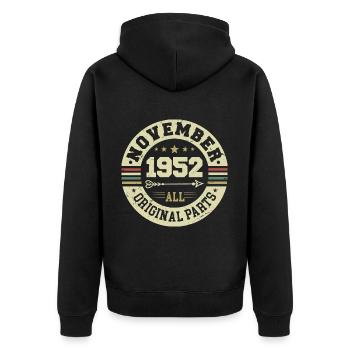 Vintage November 1952 - Birthday November 1952 - Unisex Premium Organic Zip Hoodie - black - Back - Nico (187cm)