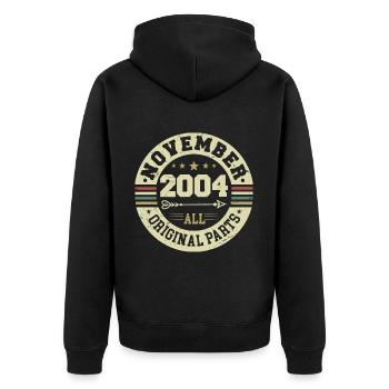 Millésime Novembre 2004 - Anniversaire Novembre 2004 - Veste à capuche bio Premium Unisexe - noir - Dos - Nico (187cm)
