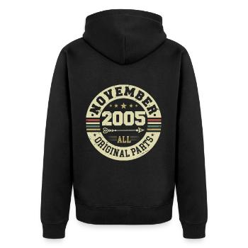 Millésime Novembre 2005 - Anniversaire Novembre 2005 - Veste à capuche bio Premium Unisexe - noir - Dos - Nico (187cm)