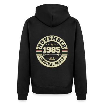 Millésime Novembre 1985 - Anniversaire Novembre 1985 - Veste à capuche bio Premium Unisexe - noir - Dos - Nico (187cm)