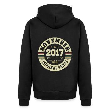 Vintage November 2017 - Birthday November 2017 - Unisex Premium Organic Zip Hoodie - black - Back - Nico (187cm)