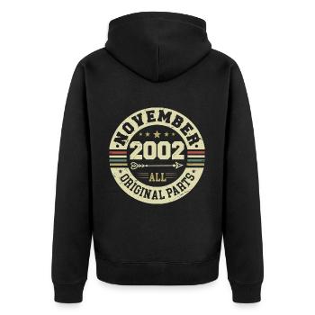 Millésime Novembre 2002 - Anniversaire Novembre 2002 - Veste à capuche bio Premium Unisexe - noir - Dos - Nico (187cm)