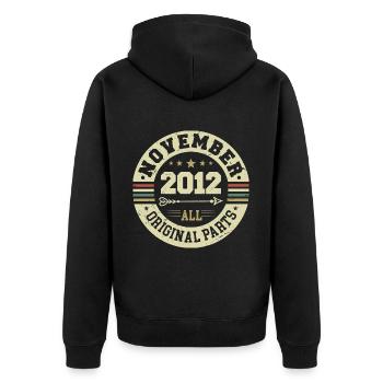 Vintage November 2012 - Birthday November 2012 - Unisex Premium Organic Zip Hoodie - black - Back - Nico (187cm)