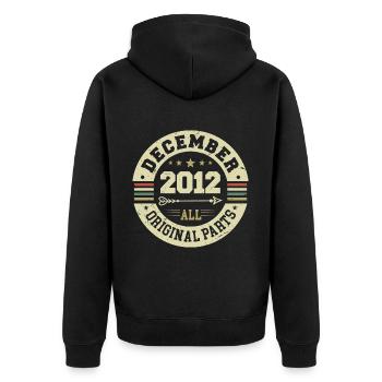 Legends Birthday December 2012 Born Gift - Unisex Premium Organic Zip Hoodie - black - Back - Nico (187cm)