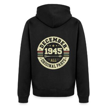 Legenden Geburtstag Dezember 1945 geboren Geschenk - Unisex Premium Bio Zip Hoodie - Schwarz - Hinten - Nico (187cm)