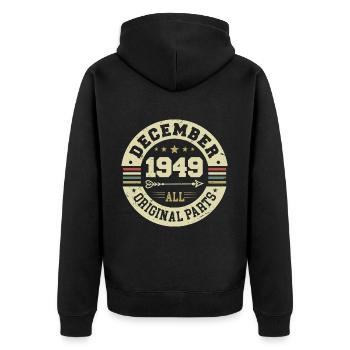 Légendes Anniversaire Décembre 1949 Naissance Cadeau - Veste à capuche bio Premium Unisexe - noir - Dos - Nico (187cm)