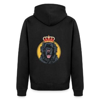 Cartoon Terre-Neuve, motif mignon avec couronne - Veste à capuche bio Premium Unisexe - noir - Dos - Nico (187cm)