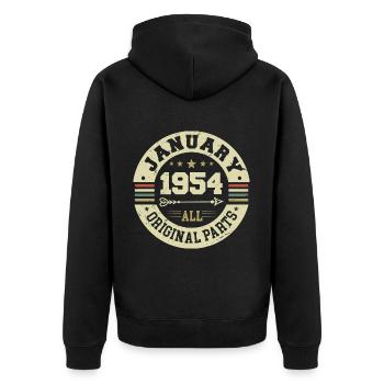 Janvier 1954 - Anniversaire en janvier 1954 - Veste à capuche bio Premium Unisexe - noir - Dos - Nico (187cm)