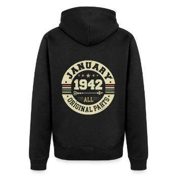 Janvier 1942 - Anniversaire en janvier 1942 - Veste à capuche bio Premium Unisexe - noir - Dos - Nico (187cm)