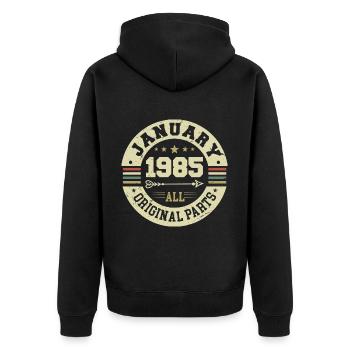 January 1985 - Birthday in January 1985 - Unisex Premium Organic Zip Hoodie - black - Back - Nico (187cm)