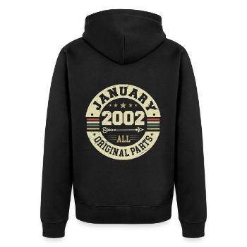 Janvier 2002 - Anniversaire en janvier 2002 - Veste à capuche bio Premium Unisexe - noir - Dos - Nico (187cm)