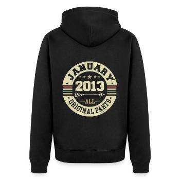 January 2013 - Birthday in January 2013 - Unisex Premium Organic Zip Hoodie - black - Back - Nico (187cm)