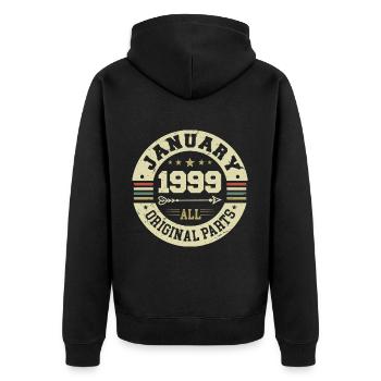 January 1999 - Geburtstag im Januar 1999 - Unisex Premium Bio Zip Hoodie - Schwarz - Hinten - Nico (187cm)