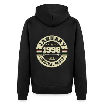 Janvier 1998 - Anniversaire en janvier 1998 - Veste à capuche bio Premium Unisexe - noir - Dos - Nico (187cm)