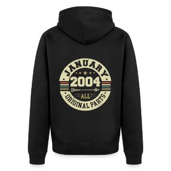 January 2004 - Birthday in January 2004 - Unisex Premium Organic Zip Hoodie - black - Back - Nico (187cm)