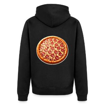 Pizza - Unisex Premium Bio Zip Hoodie - Schwarz - Hinten - Nico (187cm)