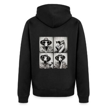 Photo Booth Flamingo – Vintage Fun en quatre poses - Veste à capuche bio Premium Unisexe - noir - Dos - Nico (187cm)