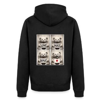 Teddy Bear – Love Hugs Repeat - Veste à capuche bio Premium Unisexe - noir - Dos - Nico (187cm)