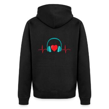 DJ Heartbeat Headphones - Unisex Premium Organic Zip Hoodie - black - Back - Nico (187cm)