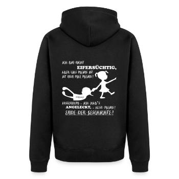Nicht eifersüchtig besitzergreifend - Alles Meins - Unisex Premium Bio Zip Hoodie - Schwarz - Hinten - Nico (187cm)