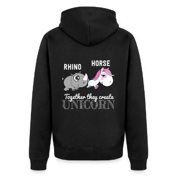 Idée de cadeau d'amour de rhin cheval mignon - Veste à capuche bio Premium Unisexe - noir - Dos - Nico (187cm)