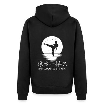 Be like water - Unisex Premium Organic Zip Hoodie - black - Back - Nico (187cm)