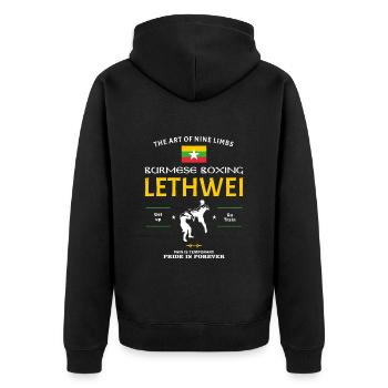 Lethwei Boîte birmane - Veste à capuche bio Premium Unisexe - noir - Dos - Nico (187cm)