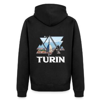 Turin Turin Turin Italie Ville Skyline Accueil Amour - Veste à capuche bio Premium Unisexe - noir - Dos - Nico (187cm)