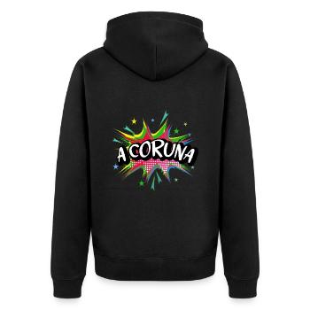 A Coruna Spain City Pop Art Comic Art - Unisex Premium Organic Zip Hoodie - black - Back - Nico (187cm)