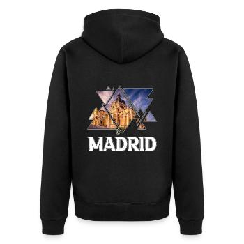 Madrid Espagne Ville Skyline Accueil Amour Vacances - Veste à capuche bio Premium Unisexe - noir - Dos - Nico (187cm)