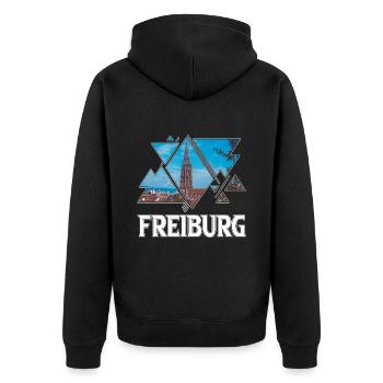 Freiburg Germany City Skyline Home Love - Unisex Premium Organic Zip Hoodie - black - Back - Nico (187cm)